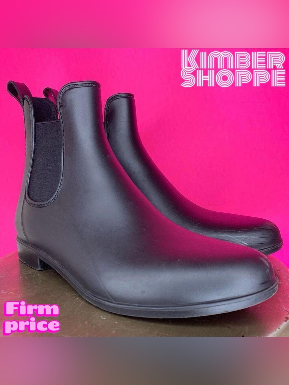 Sam Edelman Tinsley Matte Black Rubber Chelsea Rain Boots US 10 UK 8